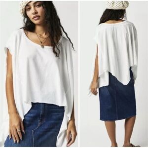 Free People We The Free Angel Tee in White Oversized T-shirt Top Size XL New